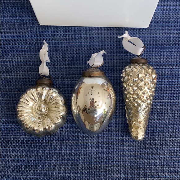 Anthropologie Other - Set of 3 Vintage Mercury Glass Christmas Ornaments